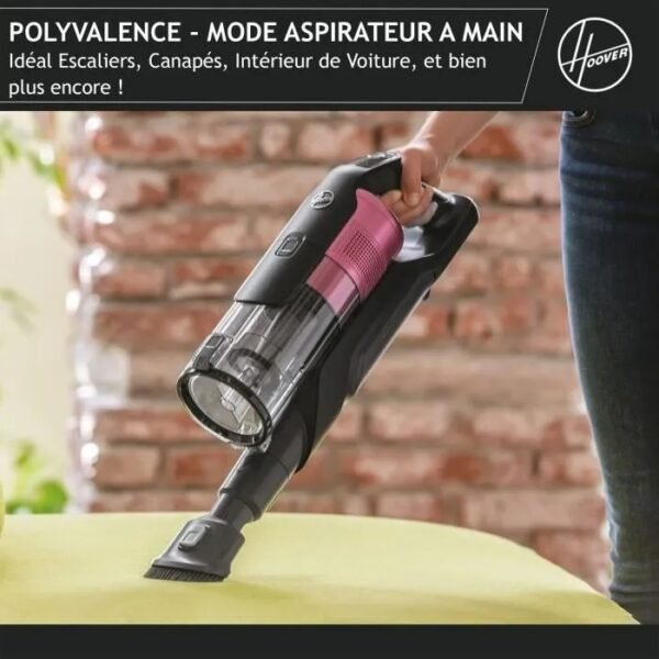 Aspirateur Balai sans fil - HOOVER HF920H - 65 AW - 86 dBA - Ecran LED - Rose / Gris – Image 4