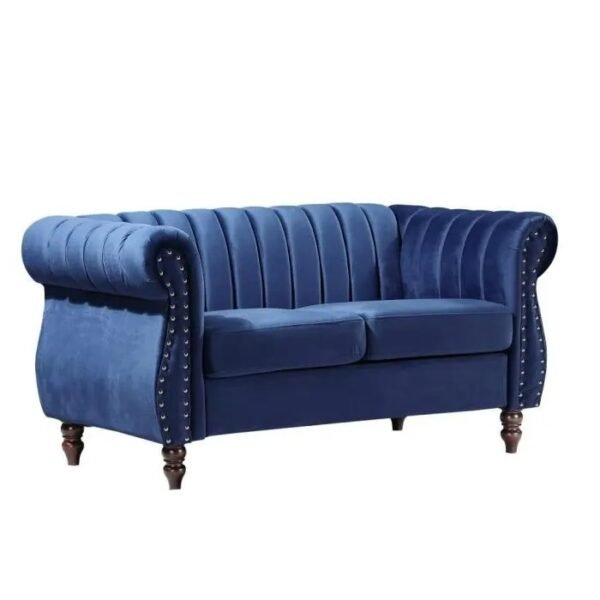 Canapés chesterfield 3+2 places en velours bleu roi TRUMBO – Image 6