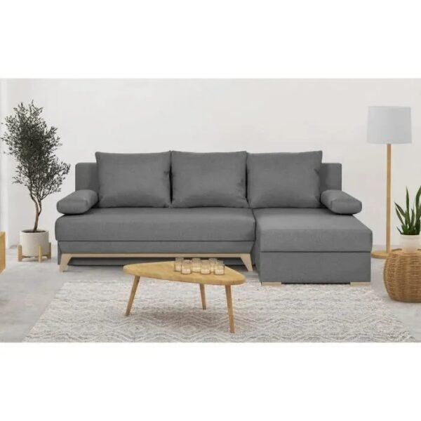 Canapé d'angle convertible - Tissu Gris - L 197 x P 91/132 x H 82 cm - TEIJO – Image 4
