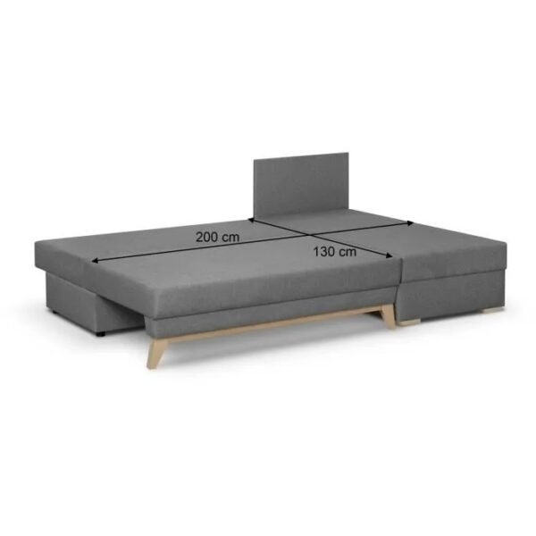 Canapé d'angle convertible - Tissu Gris - L 197 x P 91/132 x H 82 cm - TEIJO – Image 5