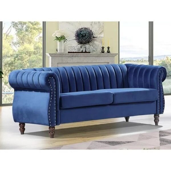 Canapés chesterfield 3+2 places en velours bleu roi TRUMBO – Image 4