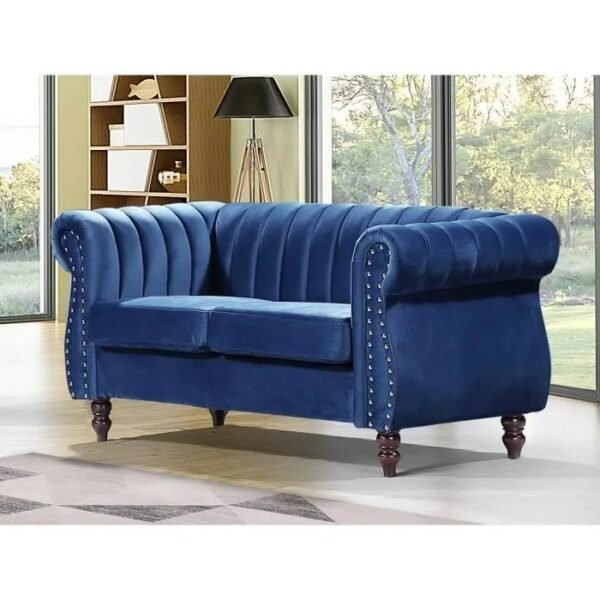 Canapés chesterfield 3+2 places en velours bleu roi TRUMBO – Image 3
