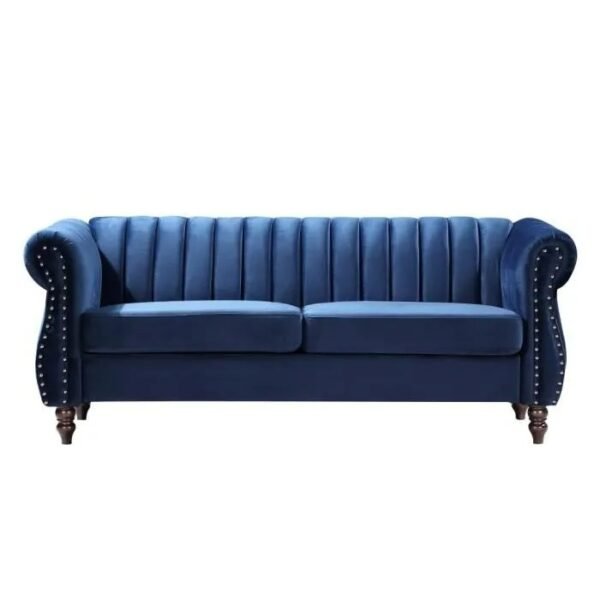 Canapés chesterfield 3+2 places en velours bleu roi TRUMBO – Image 2