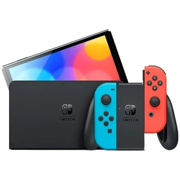 Console Nintendo Switch - Modèle OLED • Bleu Néon & Rouge Néon + Mario Kart 8 Deluxe (Code) + 3 mois d'abonnement NSO (Code) – Image 2