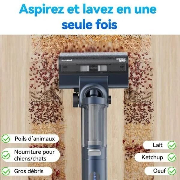 JONR ED12 Pro Aspirateur Eau et Poussière , Aspirateur sans Fil 4 en 1,Autonettoyant,40 Minutes,pour Sols Durs – Image 2