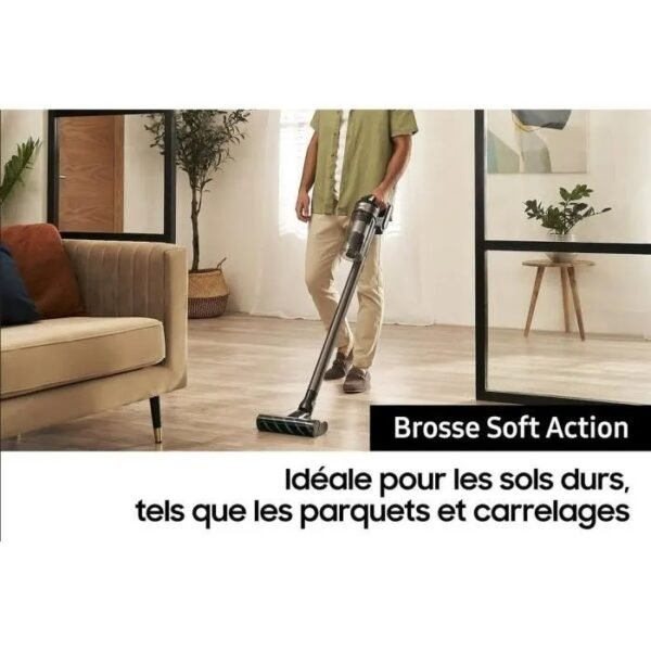 SAMSUNG Jet 75E Complete VS20B75CR5 - Aspirateur Balai sans Fil - Puissance 200 AW - Autonomie 60 min - Station murale - 3 brosses – Image 4