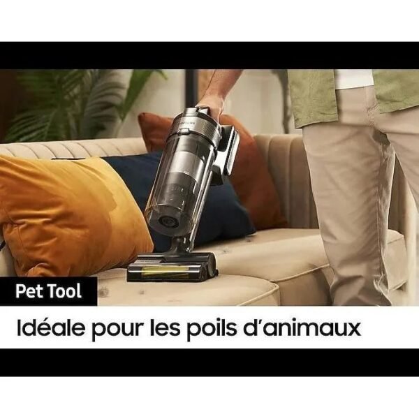 SAMSUNG Jet 75E Complete VS20B75CR5 - Aspirateur Balai sans Fil - Puissance 200 AW - Autonomie 60 min - Station murale - 3 brosses – Image 3