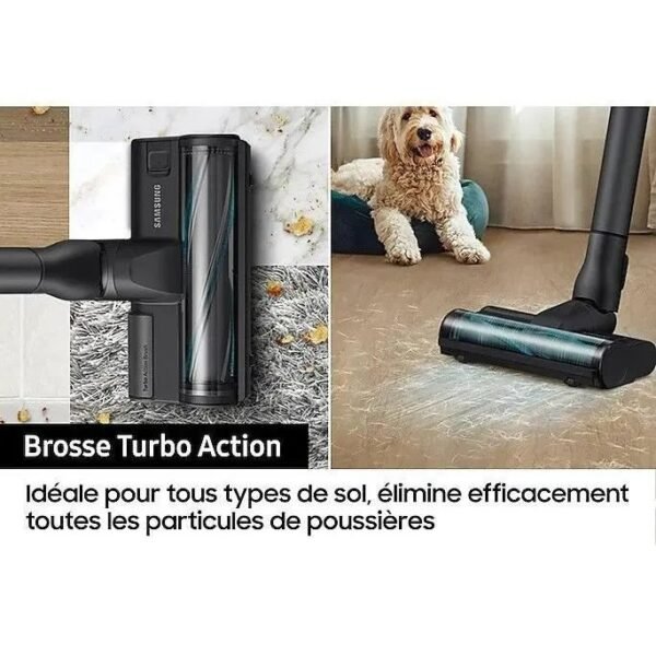 SAMSUNG Jet 75E Turbo VS20B75B1R4 - Aspirateur Balai - Puissance 200 AW - 60 minutes d’autonomie - Station de chargement 2-en-1 – Image 7