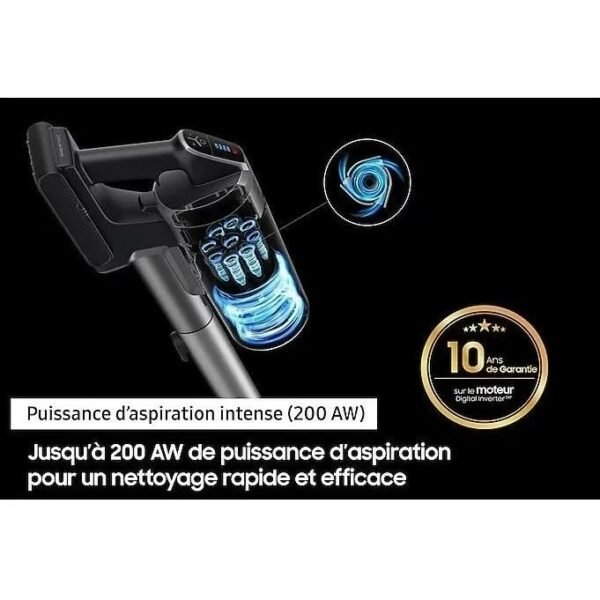 SAMSUNG Jet 75E Turbo VS20B75B1R4 - Aspirateur Balai - Puissance 200 AW - 60 minutes d’autonomie - Station de chargement 2-en-1 – Image 6