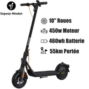 Trottinette électrique Segway-Ninebot F2 Pro - 450W moteur - 55 km maximale - 36 V 12.8 Ah batterie - 10" pneus - TCS antipatinage